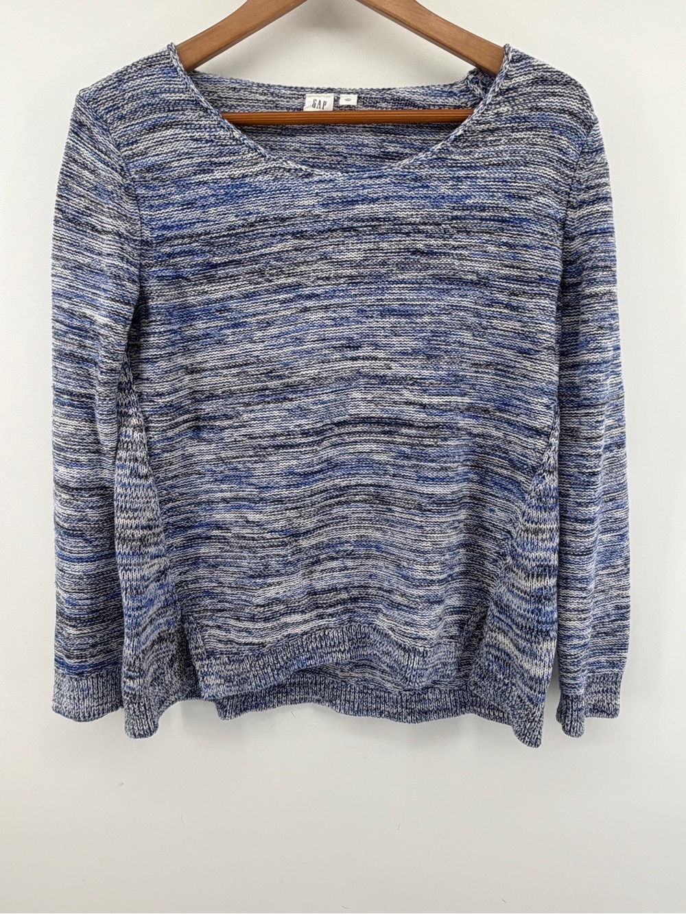 GAP Blue and Gray Marled Scoop Neck Sweater